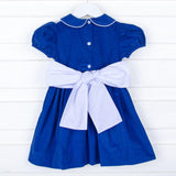 Solid Royal Blue Corduroy Sash Dress