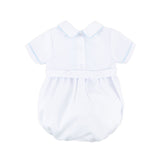 Blue Cross Smocked White Boy Bubble