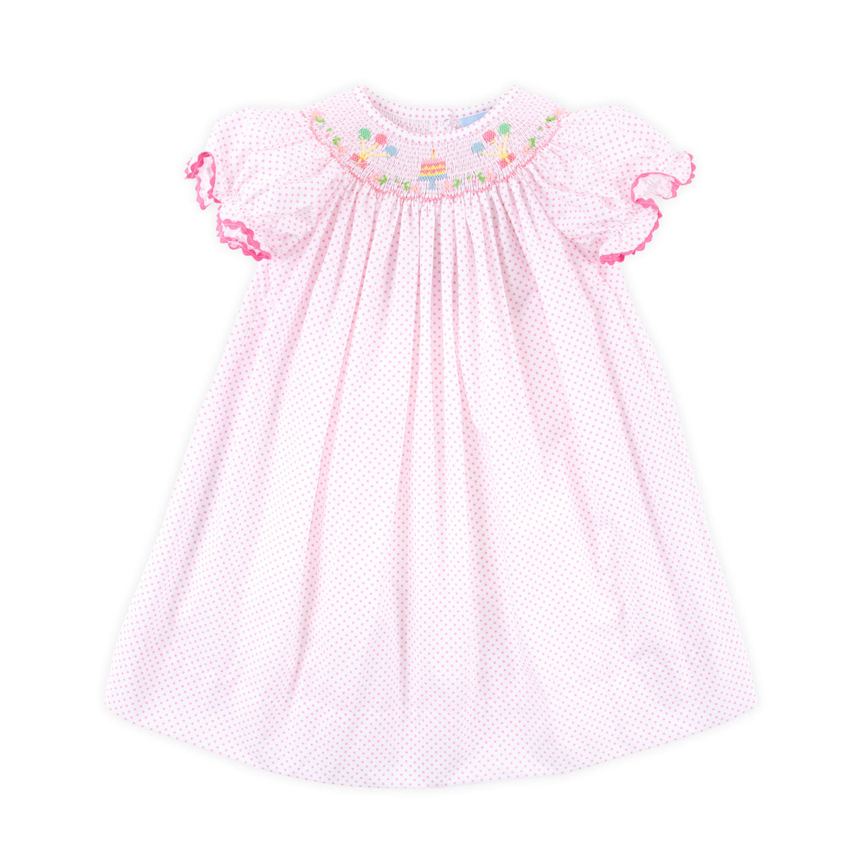 Birthday Party Smocked Pink Dot Dress