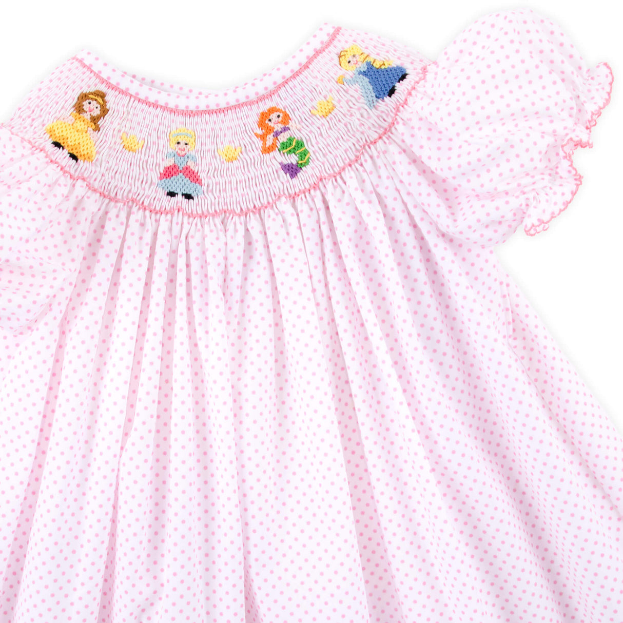 Princess Friends Smocked Bishop Dress Pink Dot