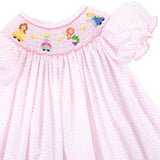 Princess Friends Smocked Bishop Dress Pink Dot