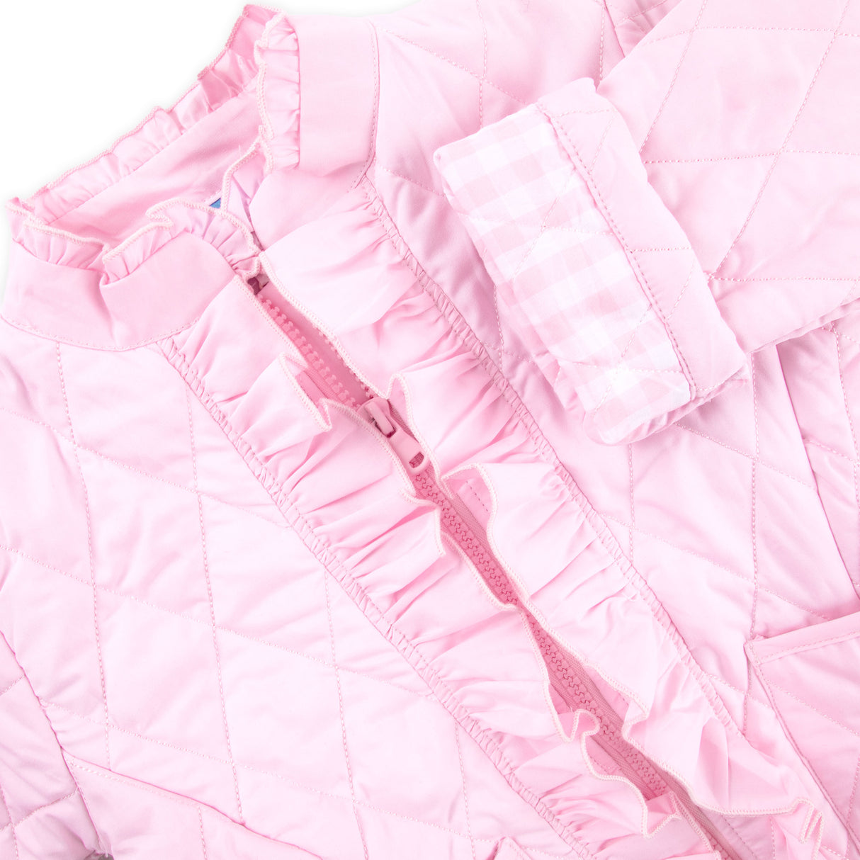 Pink Quilted Ruffle Coat
