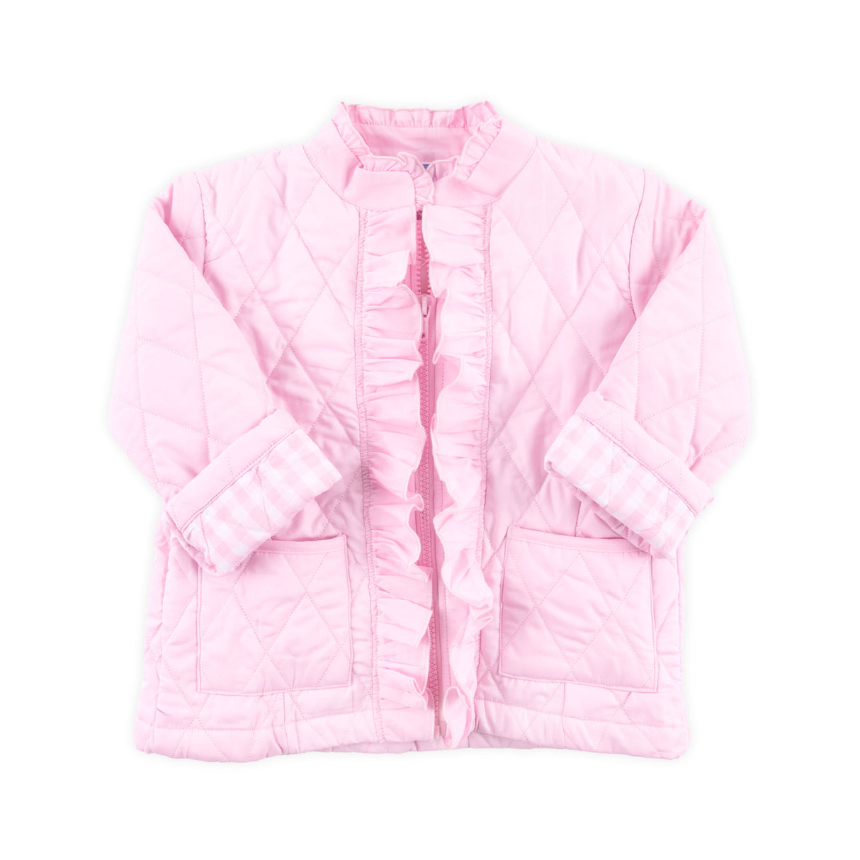 Pink Quilted Ruffle Coat