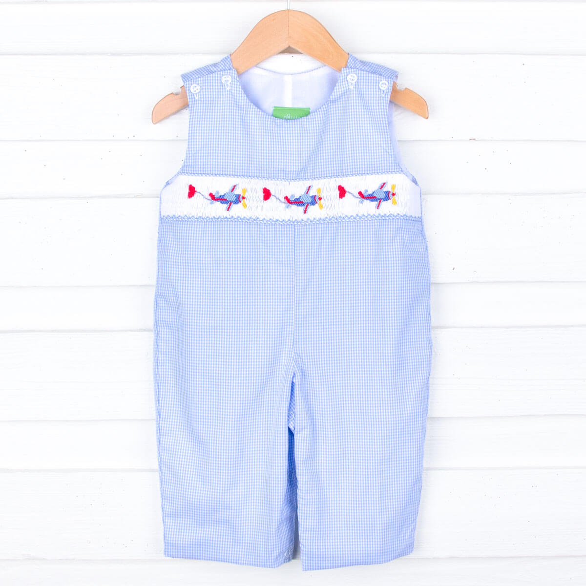 Airplane Heart Smocked Blue Longall