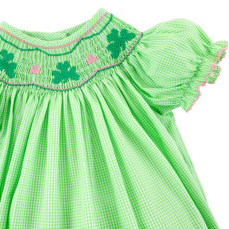 Clover Smocked Green Gingham Bubble
