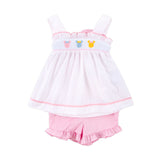 Sweet Mouse Ears Smocked Tie-Back Short Set