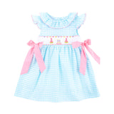 Birthday Party Smocked Aqua Beverly Dress