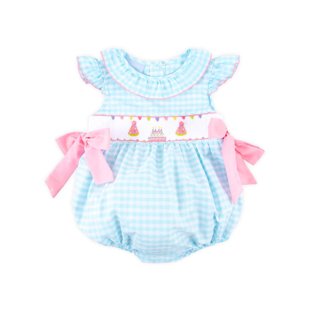 Birthday Party Smocked Aqua Beverly Bubble