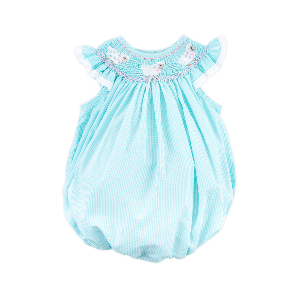 Lamb Smocked Bubble Mint Gingham