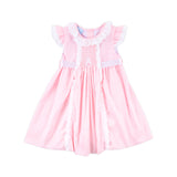 Bunny Tail Smocked Pink Pique Eyelet Dress