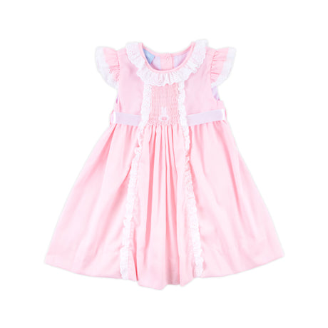 Bunny Tail Smocked Pink Pique Eyelet Dress