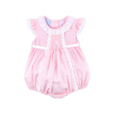Bunny Tail Smocked Pink Pique Eyelet Bubble
