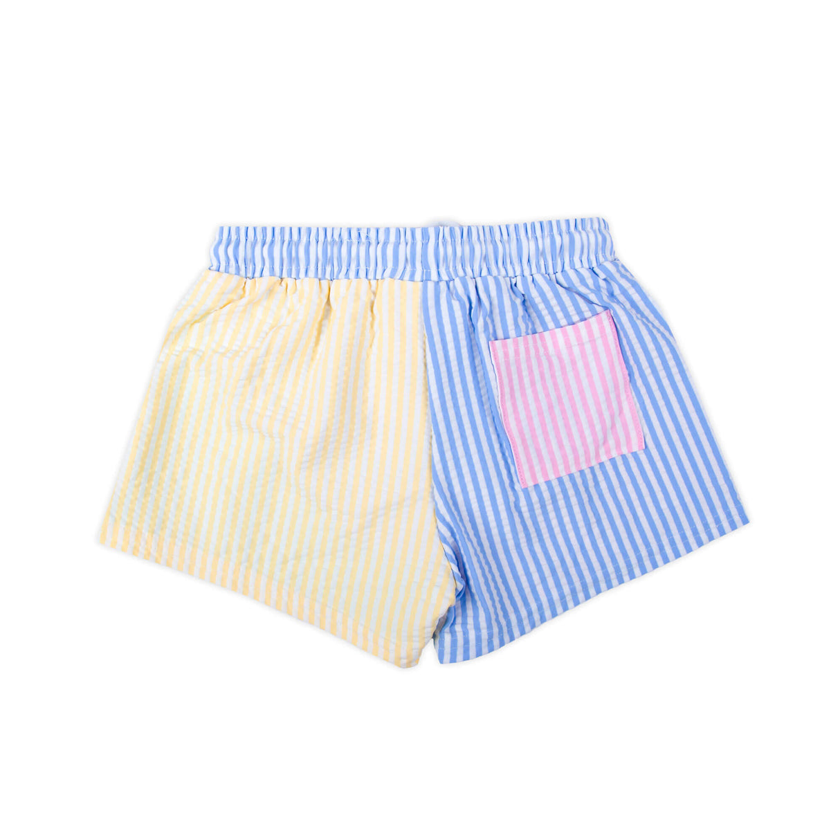 Colorblock Seersucker Swim Trunks