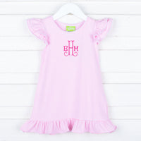 Milly Stripe Ruffle Dress Pink