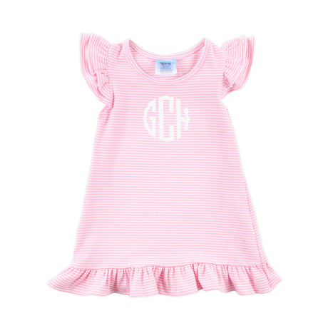 Milly Stripe Ruffle Dress Pink