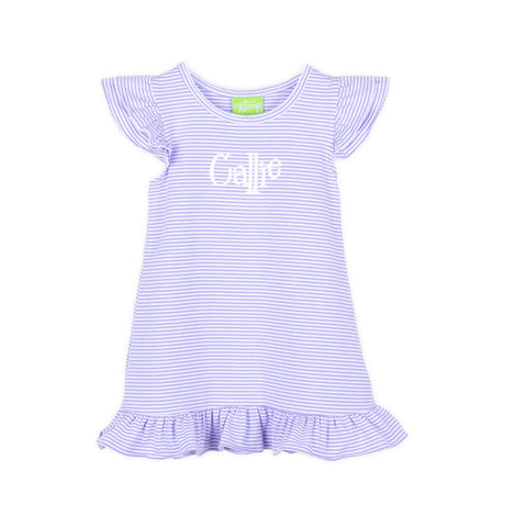 Milly Stripe Ruffle Dress Lavender