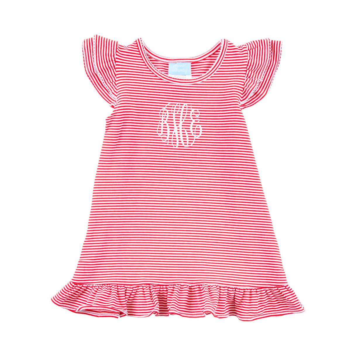 Milly Stripe Ruffle Dress Red