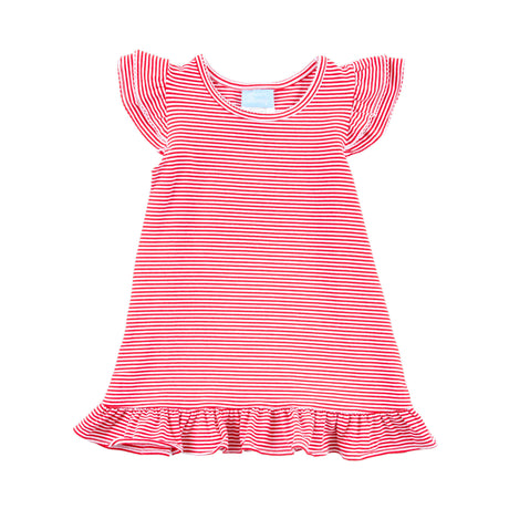 Milly Stripe Ruffle Dress Red