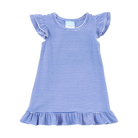 Milly Stripe Ruffle Dress Royal
