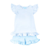 Milly Stripe Ruffle Short Set Light Blue