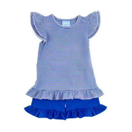 Milly Stripe Ruffle Short Set Royal