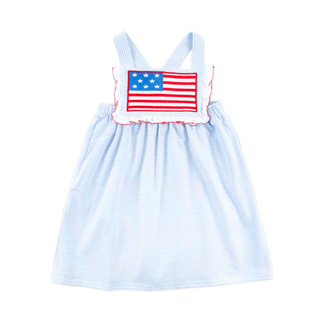 Flag Applique Light Blue Stripe Mia Dress