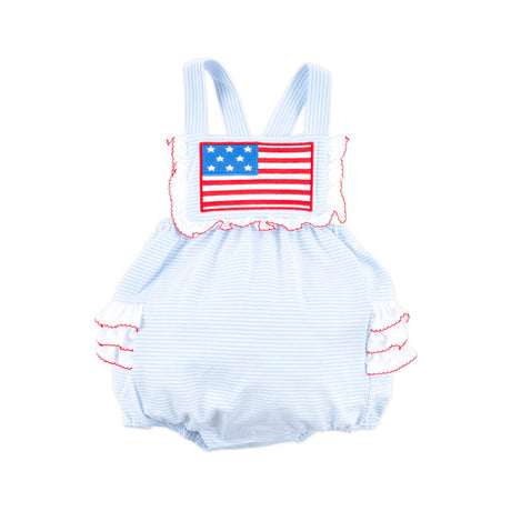 Flag Applique Light Blue Stripe Leah Bubble