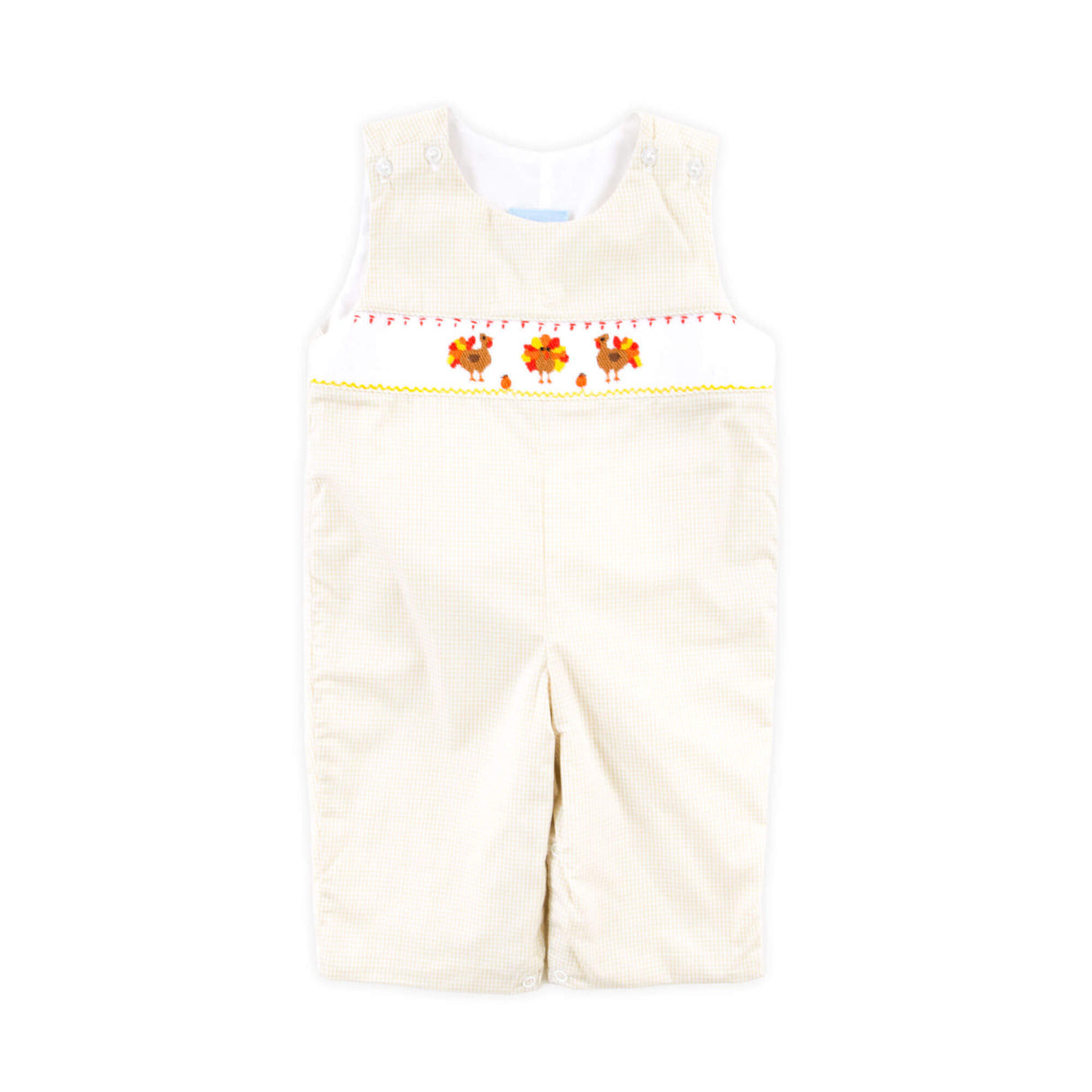 Smocked Turkey Khaki Gingham Longall