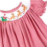Santa's Magic Smocked Red Gingham Bishop Dress