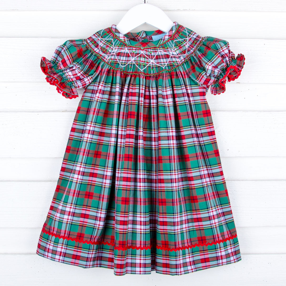 Merry & Bright Plaid Smocked Dress