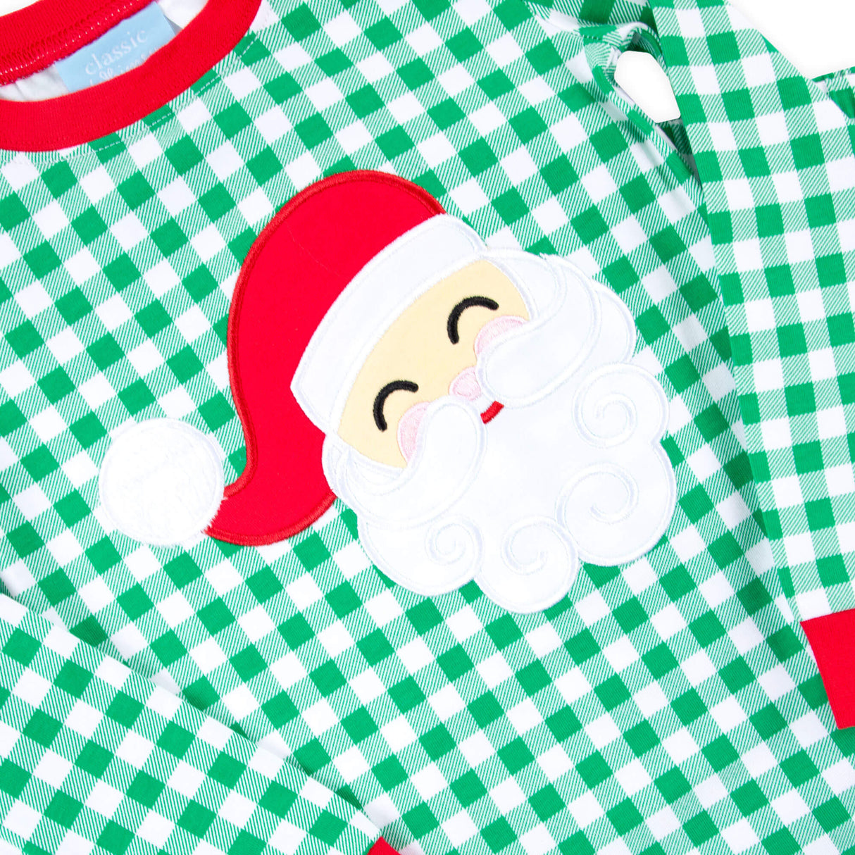 Happy Santa Green Gingham Pajamas