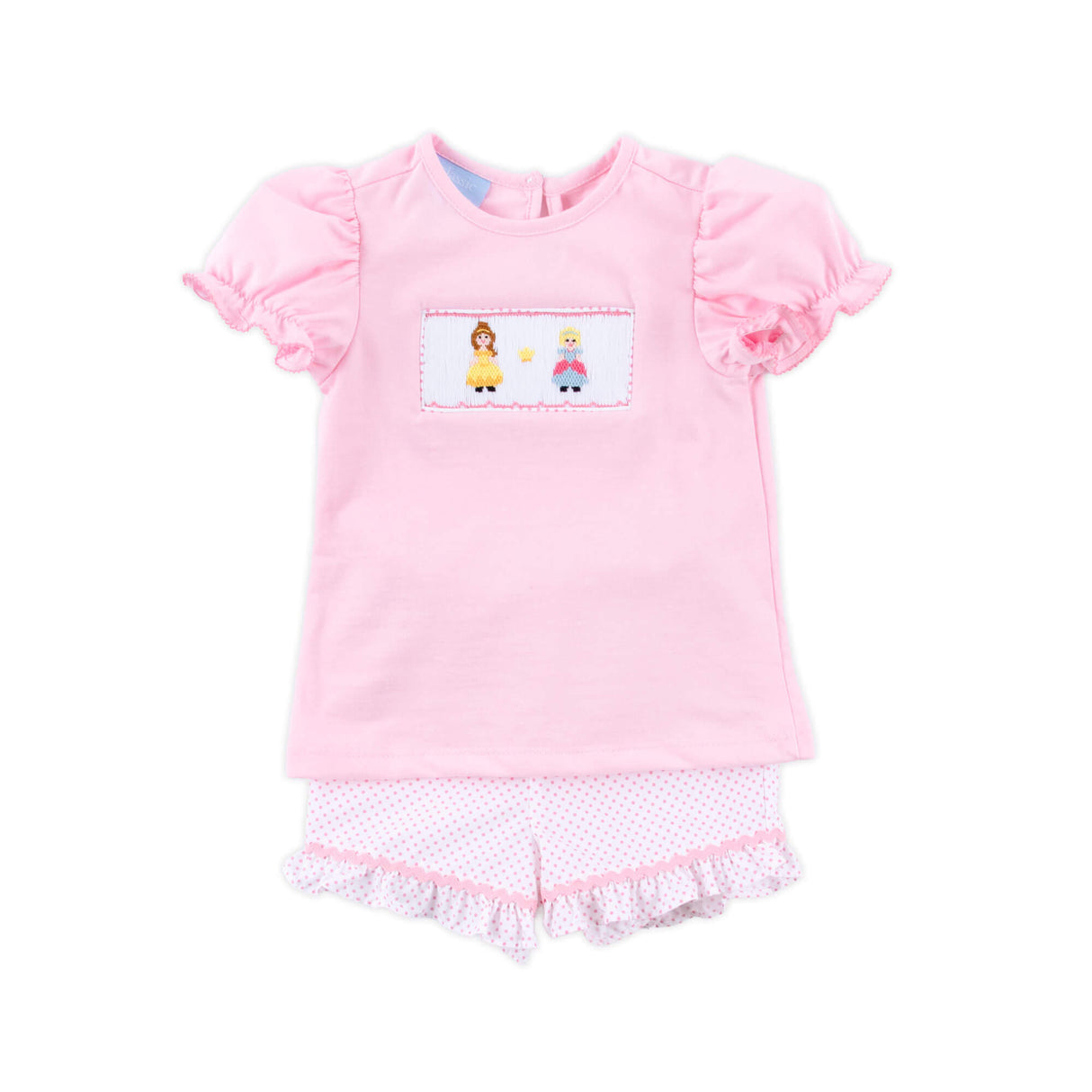 Princess Friends Smocked Pink Dot Short Set