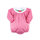 Holly Embroidered Red Gingham Yoke Bubble