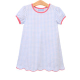 Cecilia Light Blue Knit Gingham Dress