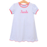 Cecilia Light Blue Knit Gingham Dress