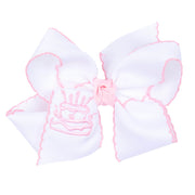 Birthday Cake Embroidered Knotted Bow
