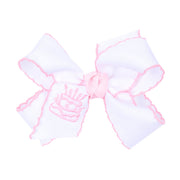 Birthday Cake Embroidered Knotted Bow