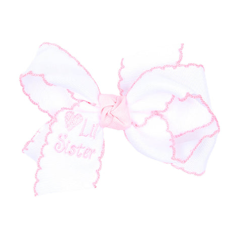 Lil Sister Embroidered Medium Knotted Bow