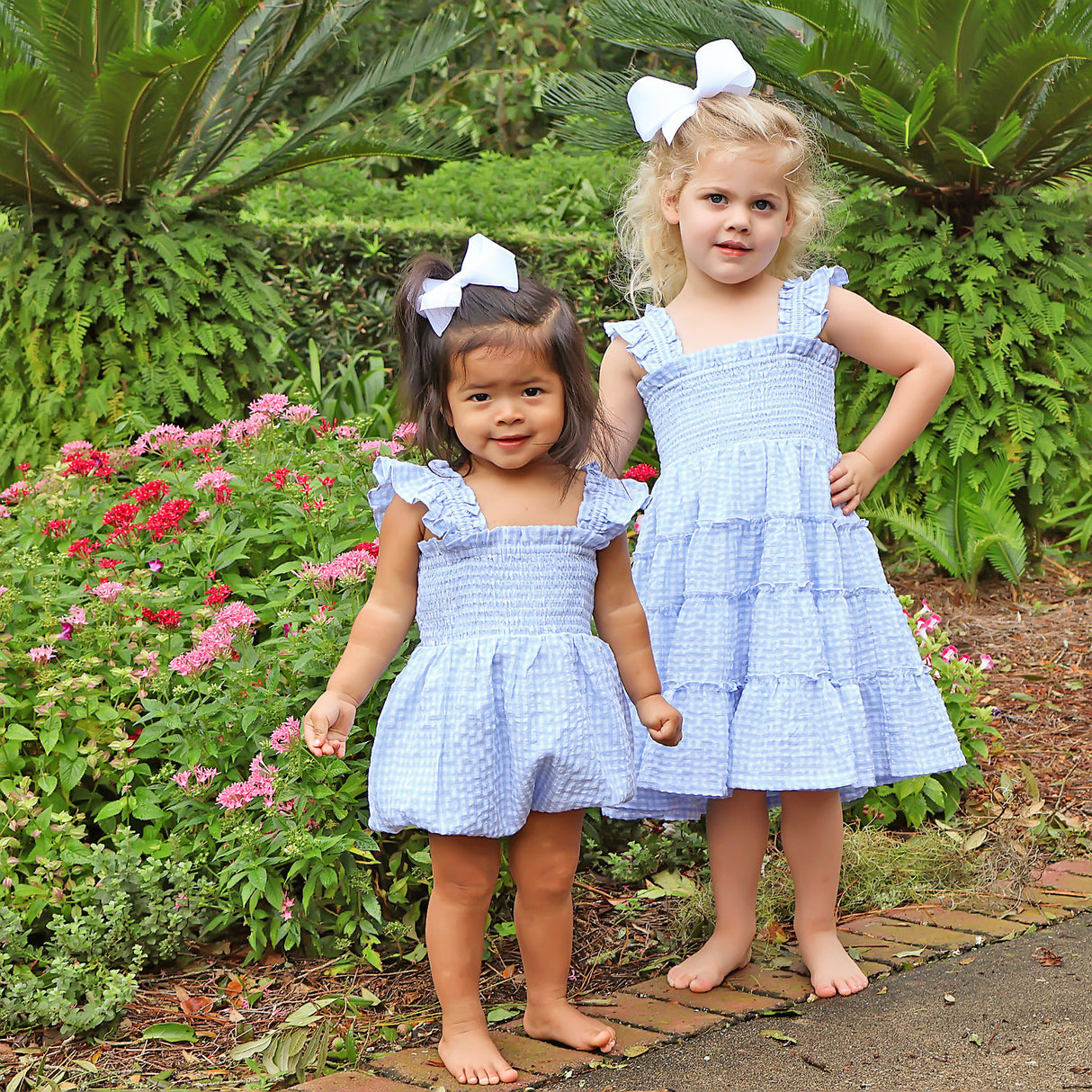 Light Blue Gingham Smocked Willow Dress