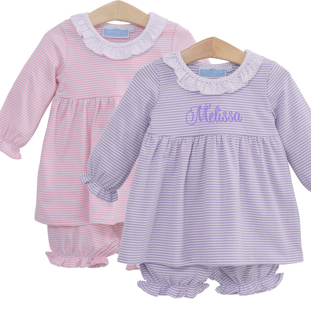 Trotter Street Kids Girls Camilla Knit Dress - Lavender Stripe