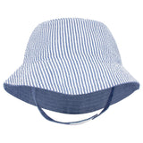 Reversible Denim Blue Seersucker Sun Hat