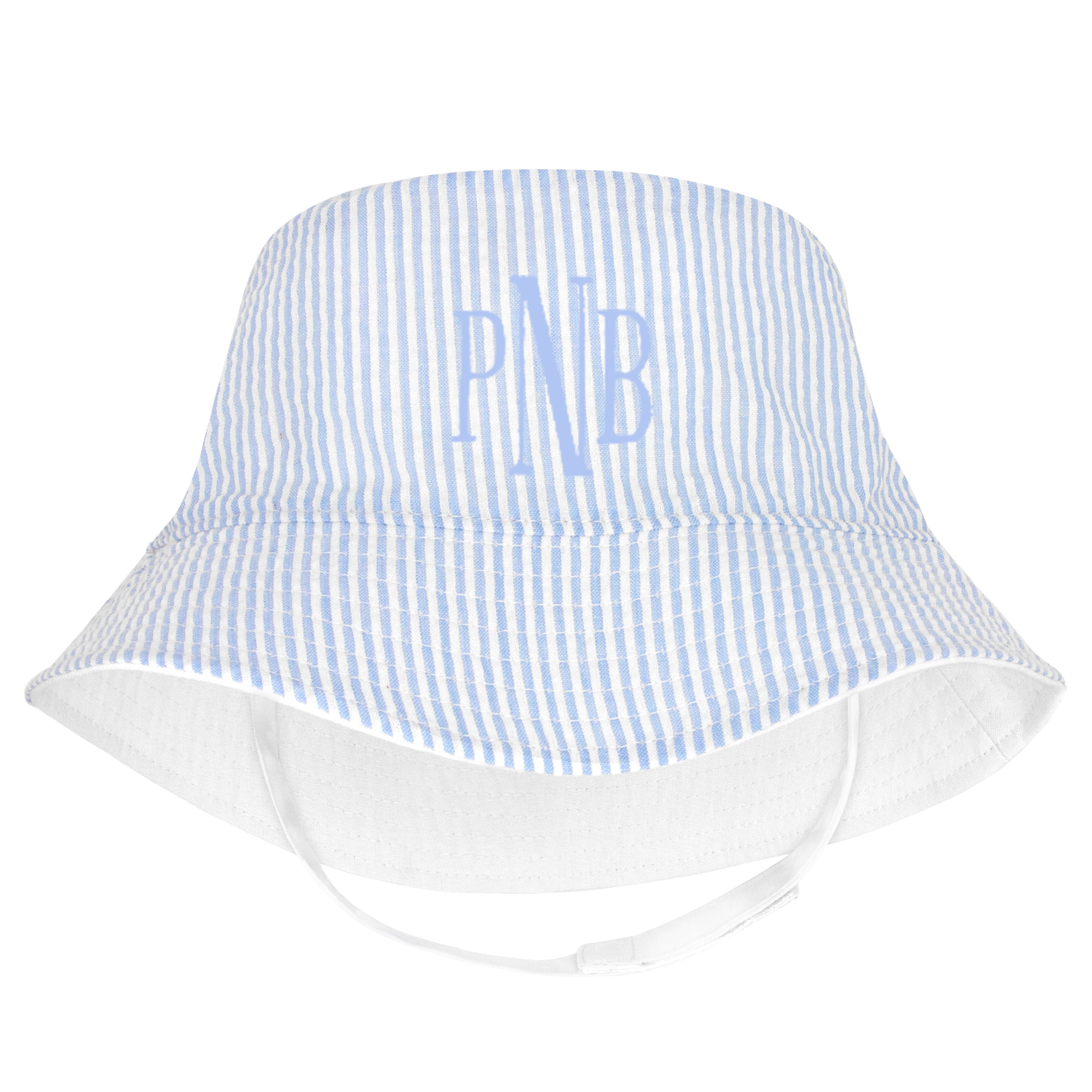 Reversible Light Blue Seersucker Sun Hat Classic Whimsy