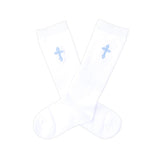 Cross Embroidered Knee High Socks