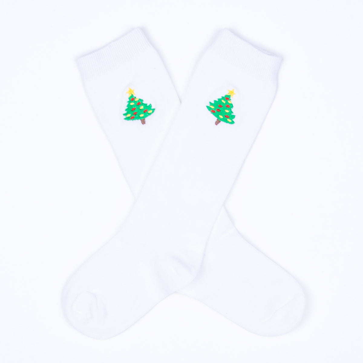 Christmas Tree Embroidered Knee High Socks