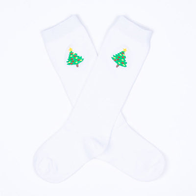 Christmas Tree Embroidered Knee High Socks
