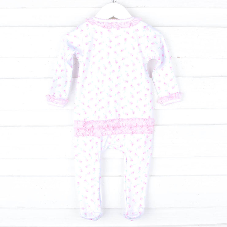 Tessa's Classic Floral Pink Ruffle Footie
