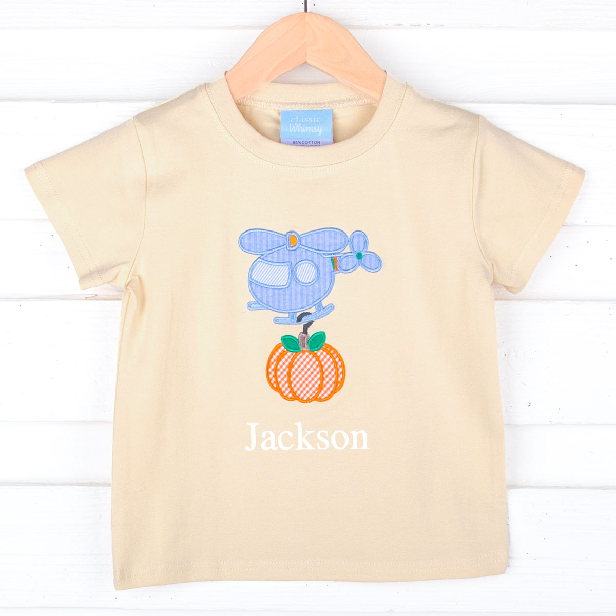 Pumpkin Helicopter Tan Short Sleeve Shirt