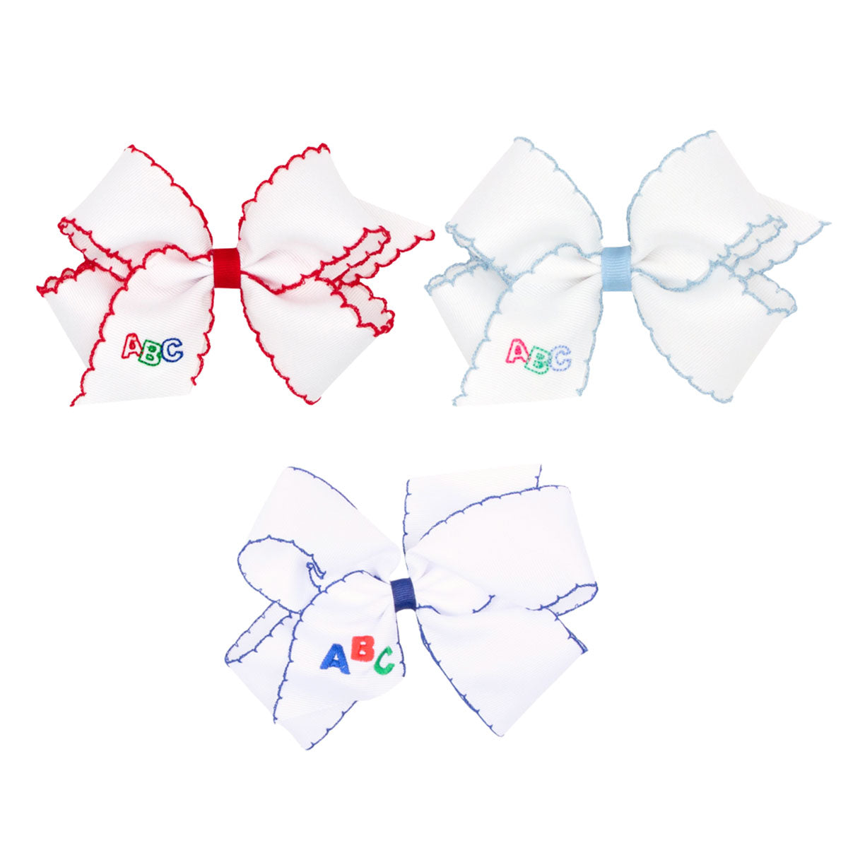 ABC Embroidered Moonstitch Bow