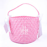 Easter Basket Bunny Applique Pink Gingham