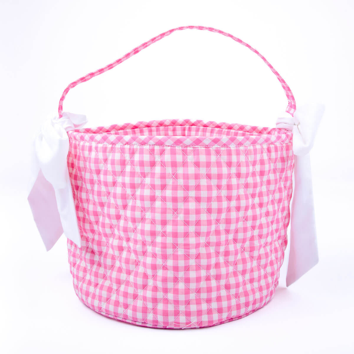 Easter Basket Bunny Applique Pink Gingham